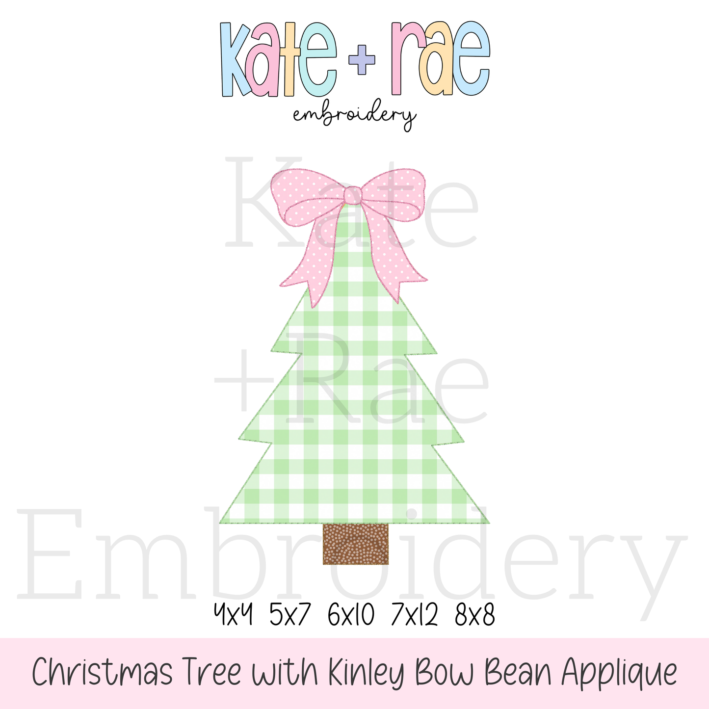 Girls Christmas Tree with Kinley Bow Bean Applique Embroidery Design