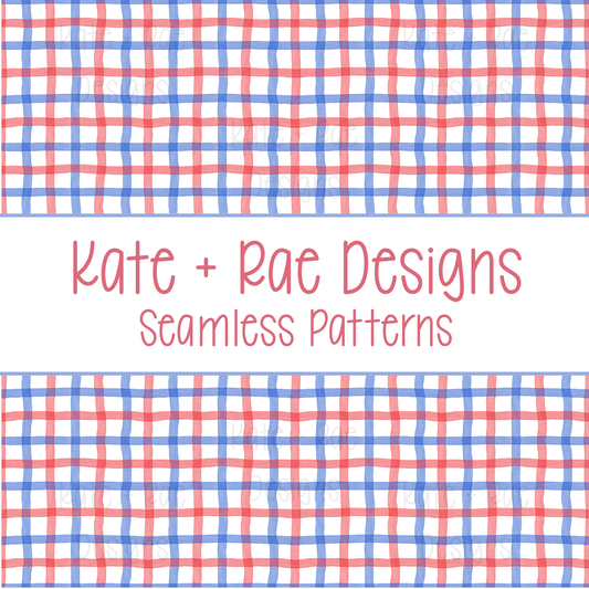 Red & Royal Blue Plaid Watercolor Seamless Pattern
