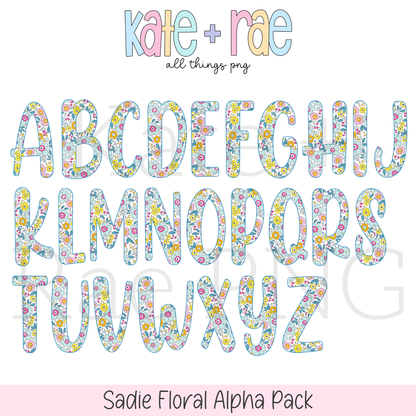 Sadie Floral Alpha Pack PNG