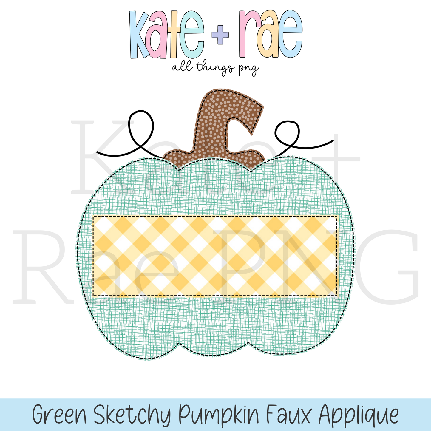 Green Sketchy Pumpkin Faux Applique PNG