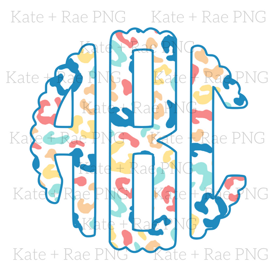 Summer Leopard Scalloped Monogram