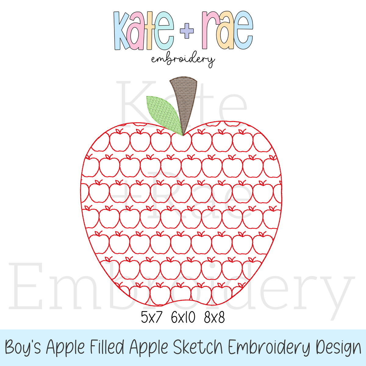 Boy's Apple Filled Apple Embroidery Design
