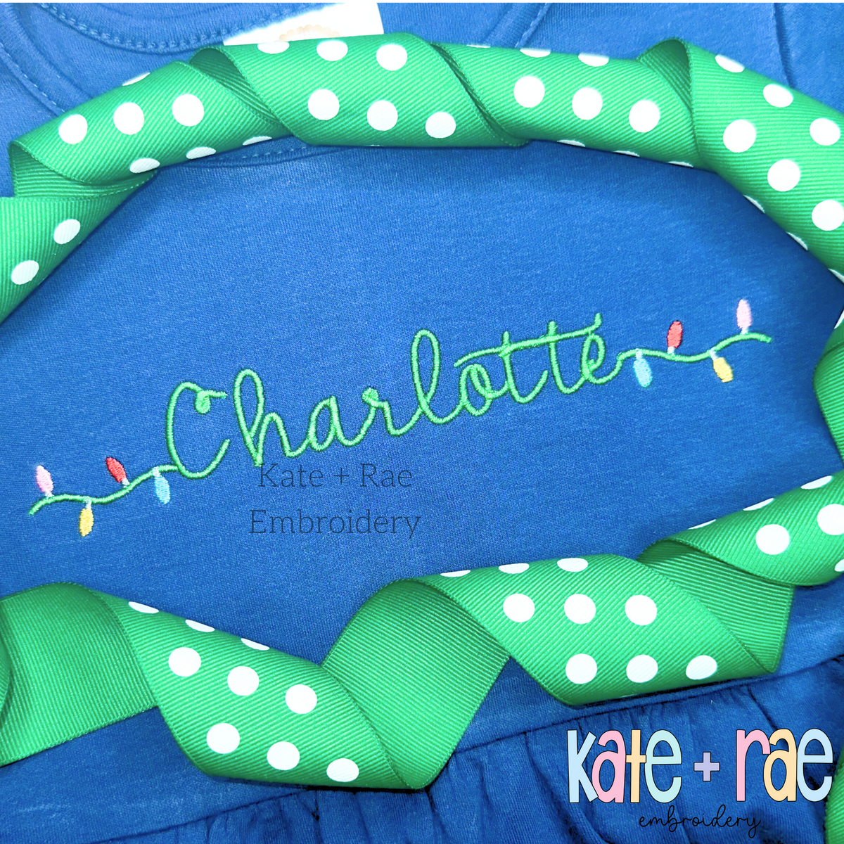 Christmas Lights Font Add On Embroidery Design