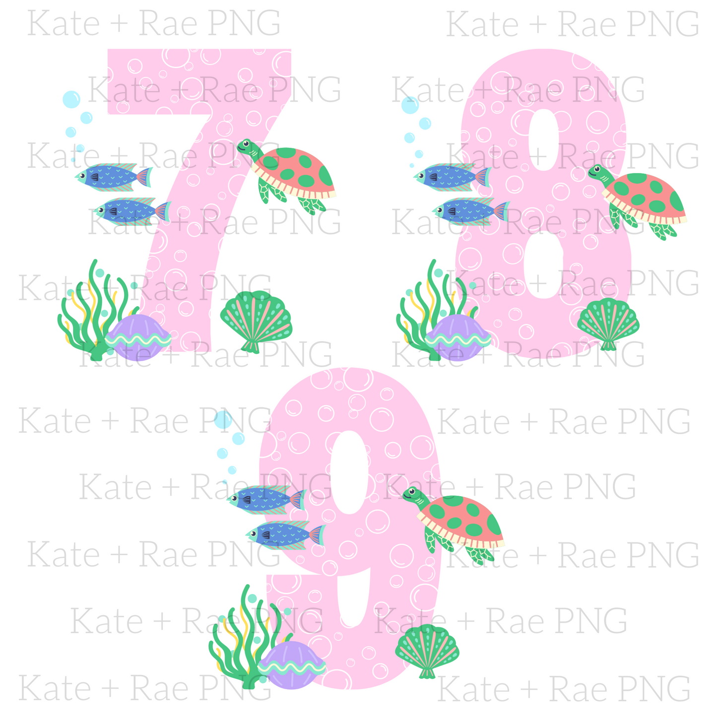 Girls Under the Sea Birthday Number Set