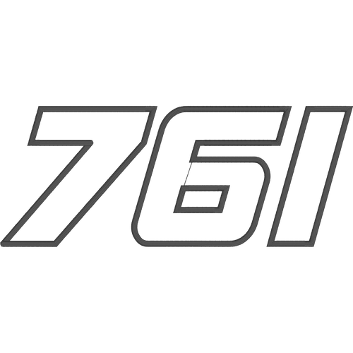 761 Custom: 761 in gray italic block numbers with a dark outline