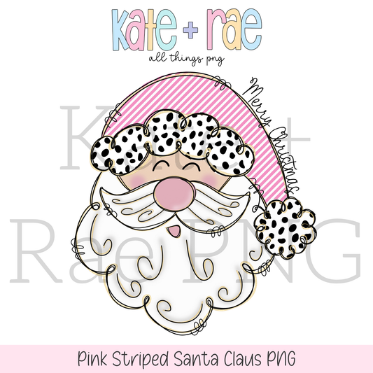 Santa Claus with Pink Striped Hat PNG