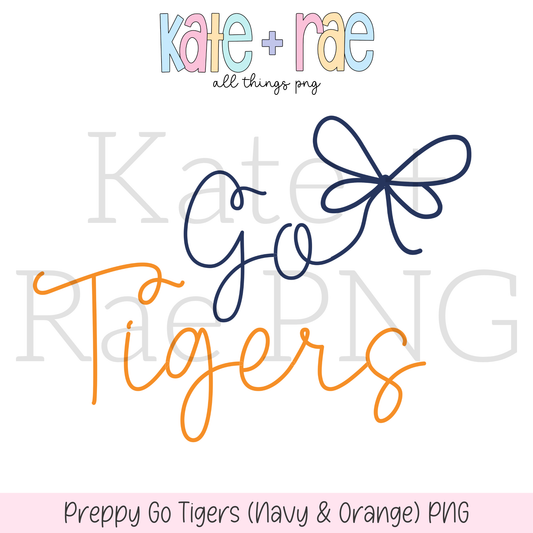 Preppy Go Tigers (Navy & Orange) PNG