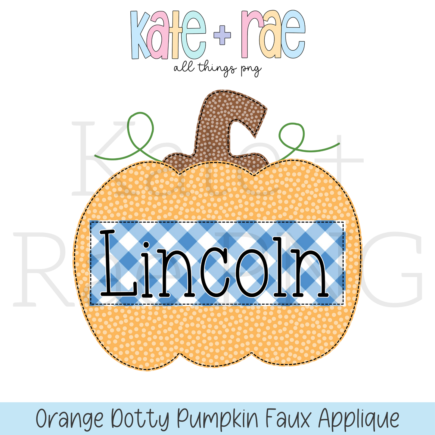 Orange Dotty Pumpkin Faux Applique PNG