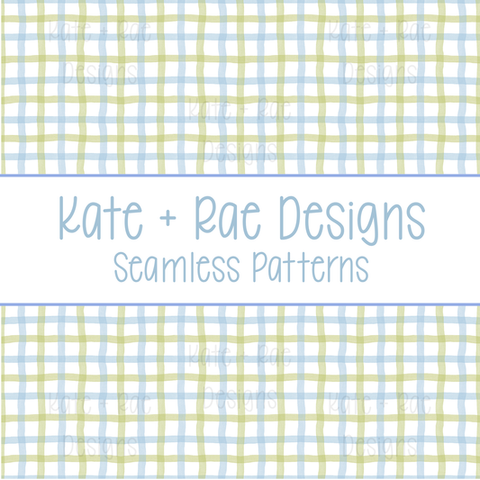 Blue & Moss Green Plaid Watercolor Seamless Pattern