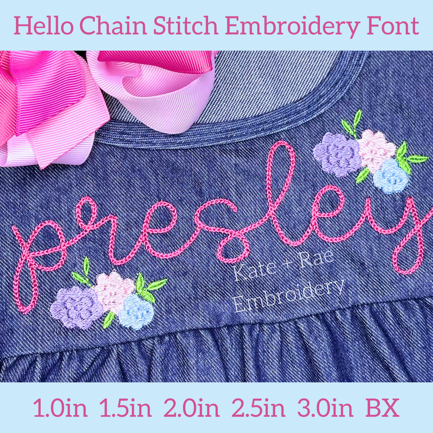 Hello Chain Stitch Embroidery Font