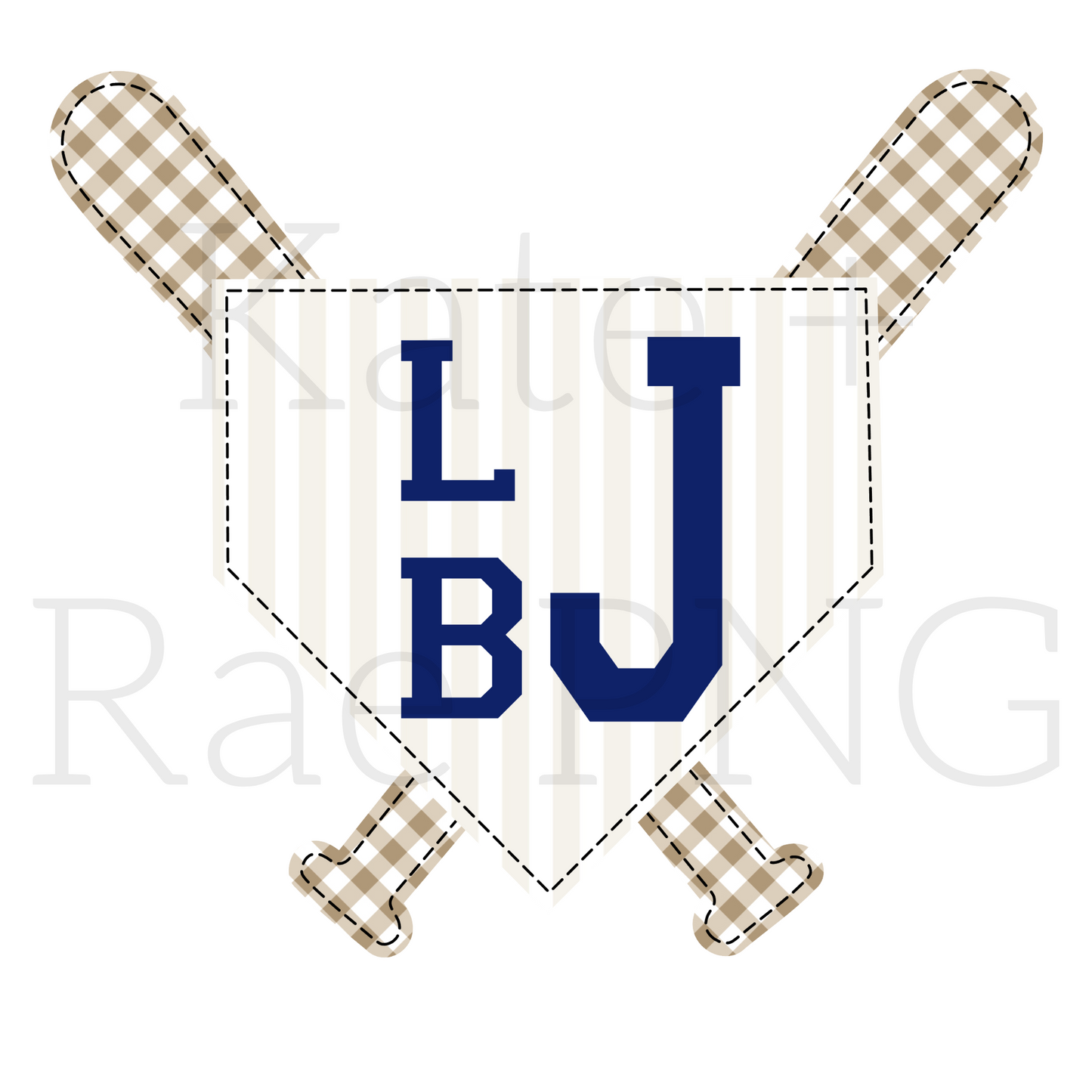 Boy's Baseball Frame Faux Applique PNG