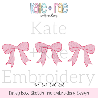 Kinley Bow Trio Sketch Stitch Embroidery Design