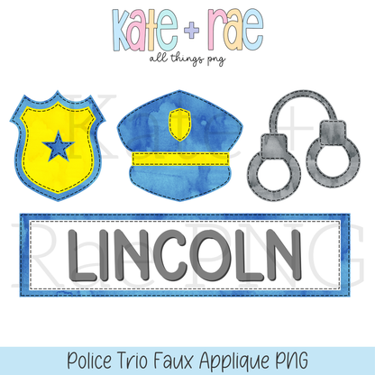 Police Trio Faux Applique PNG