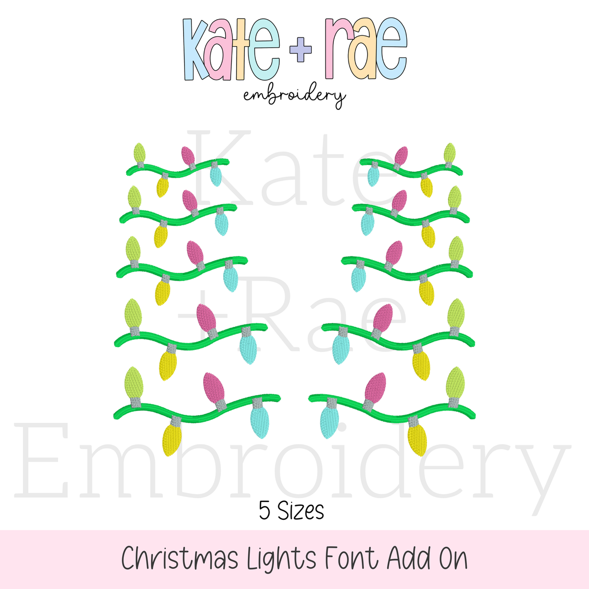 Christmas Lights Font Add On Embroidery Design