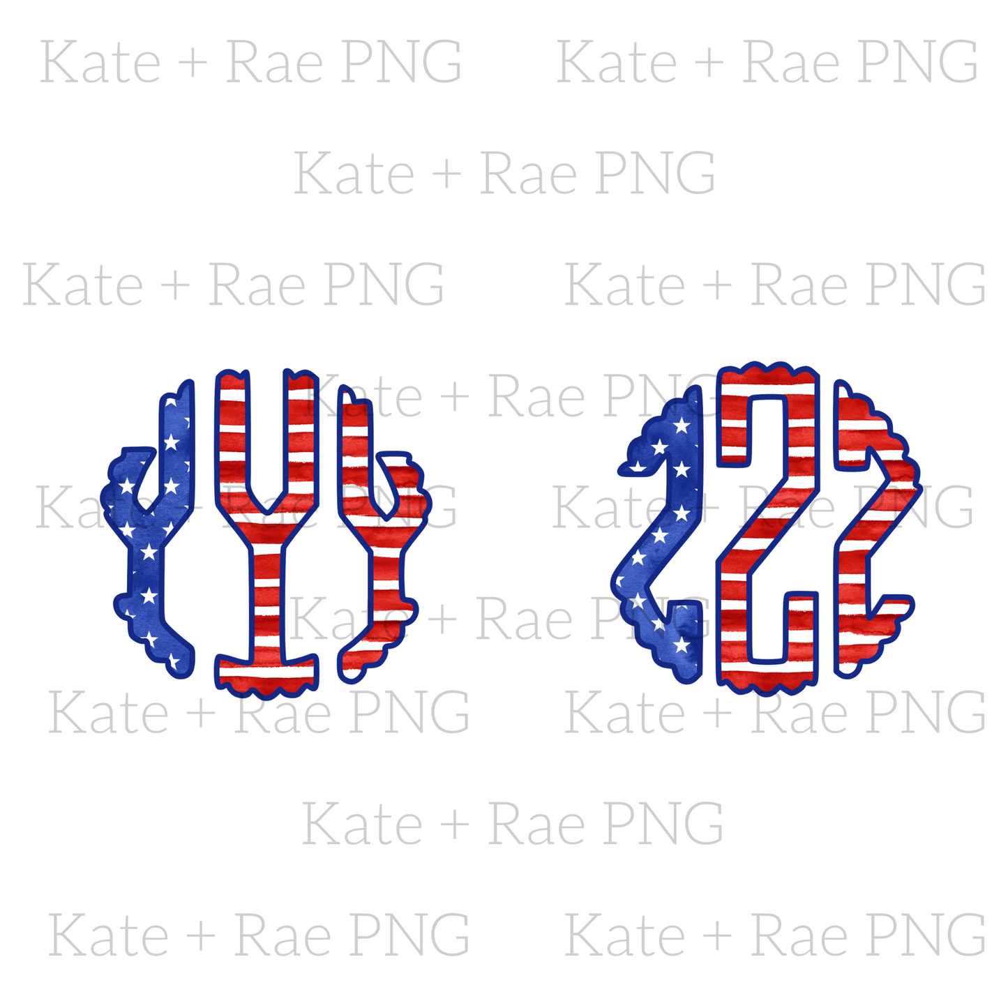 Patriotic Flag Scalloped Monogram Pack