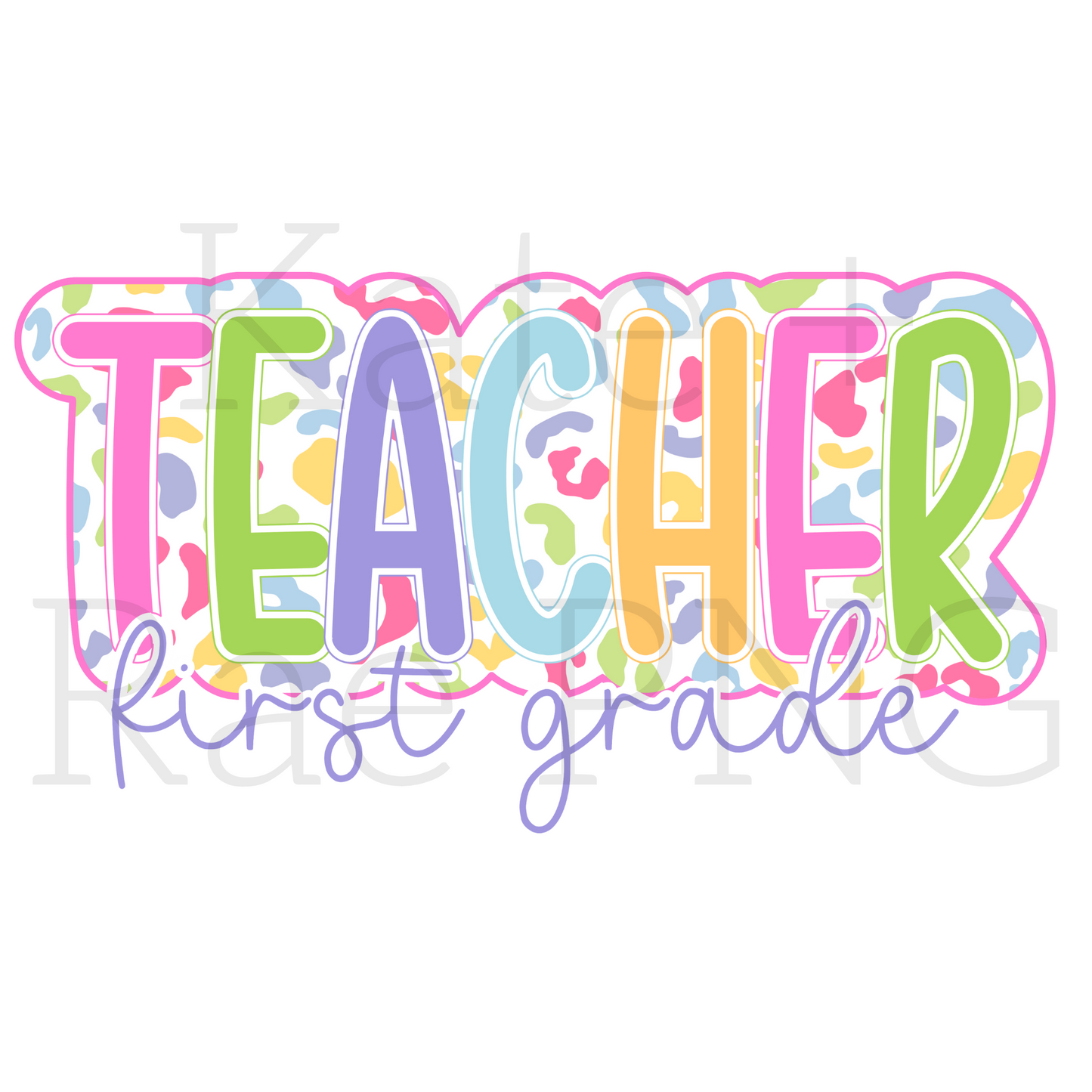 Bright Leopard Teacher Bundle Double Faux Applique PNG