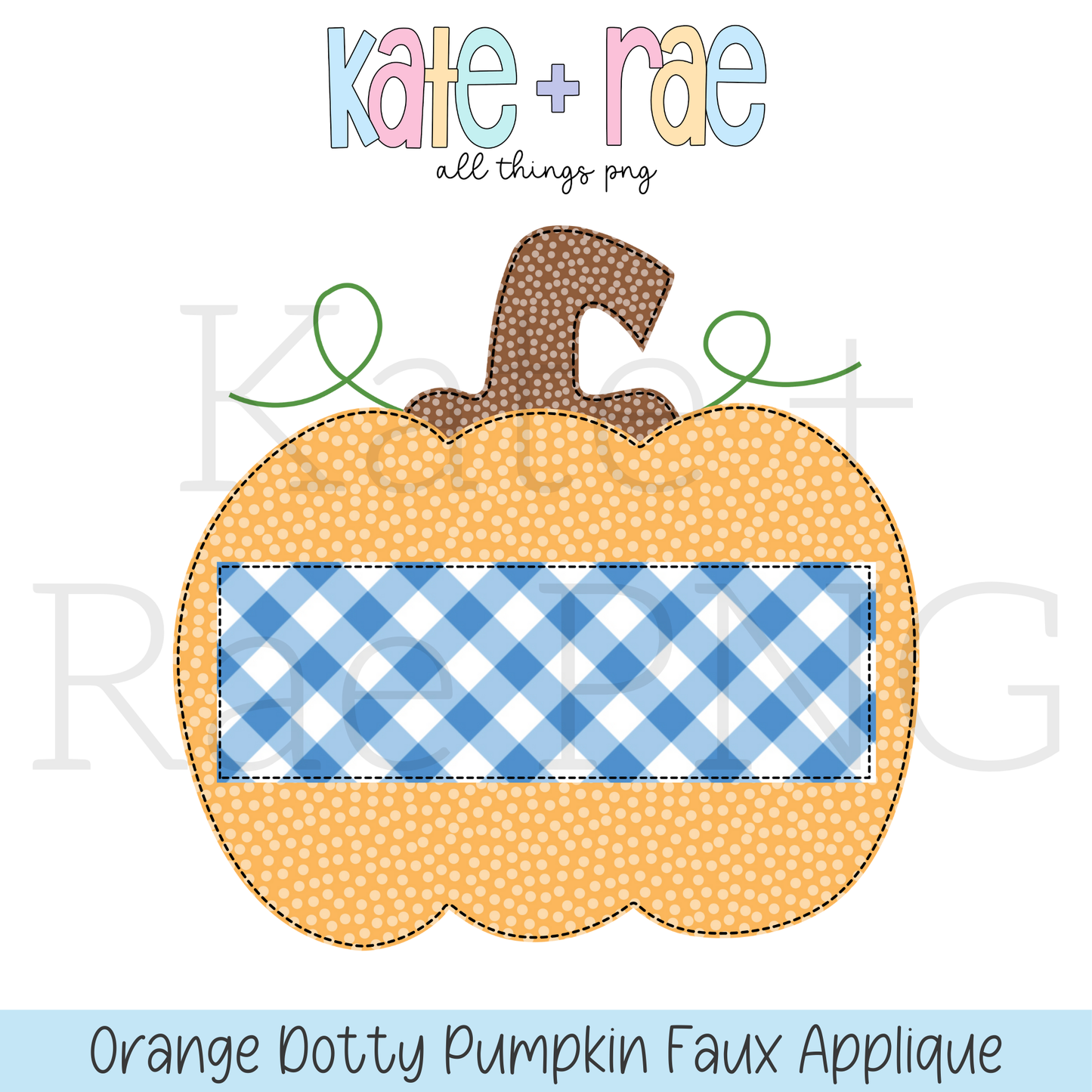 Orange Dotty Pumpkin Faux Applique PNG