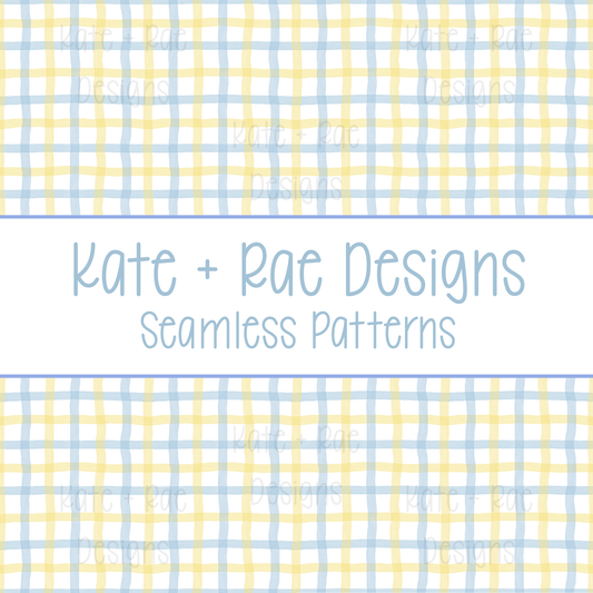 Blue & Yellow Plaid Watercolor Seamless Pattern