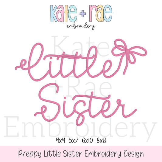 Preppy Little Sister Embroidery Design