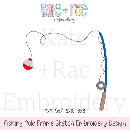 Fishing Pole Frame Embroidery Design