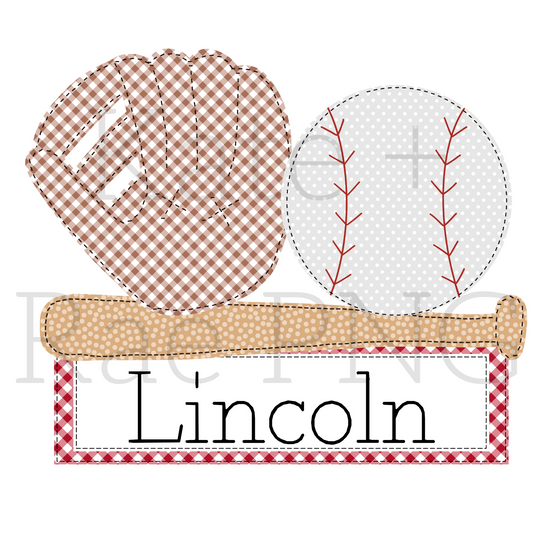 Boy's Baseball Trio with Name Plate