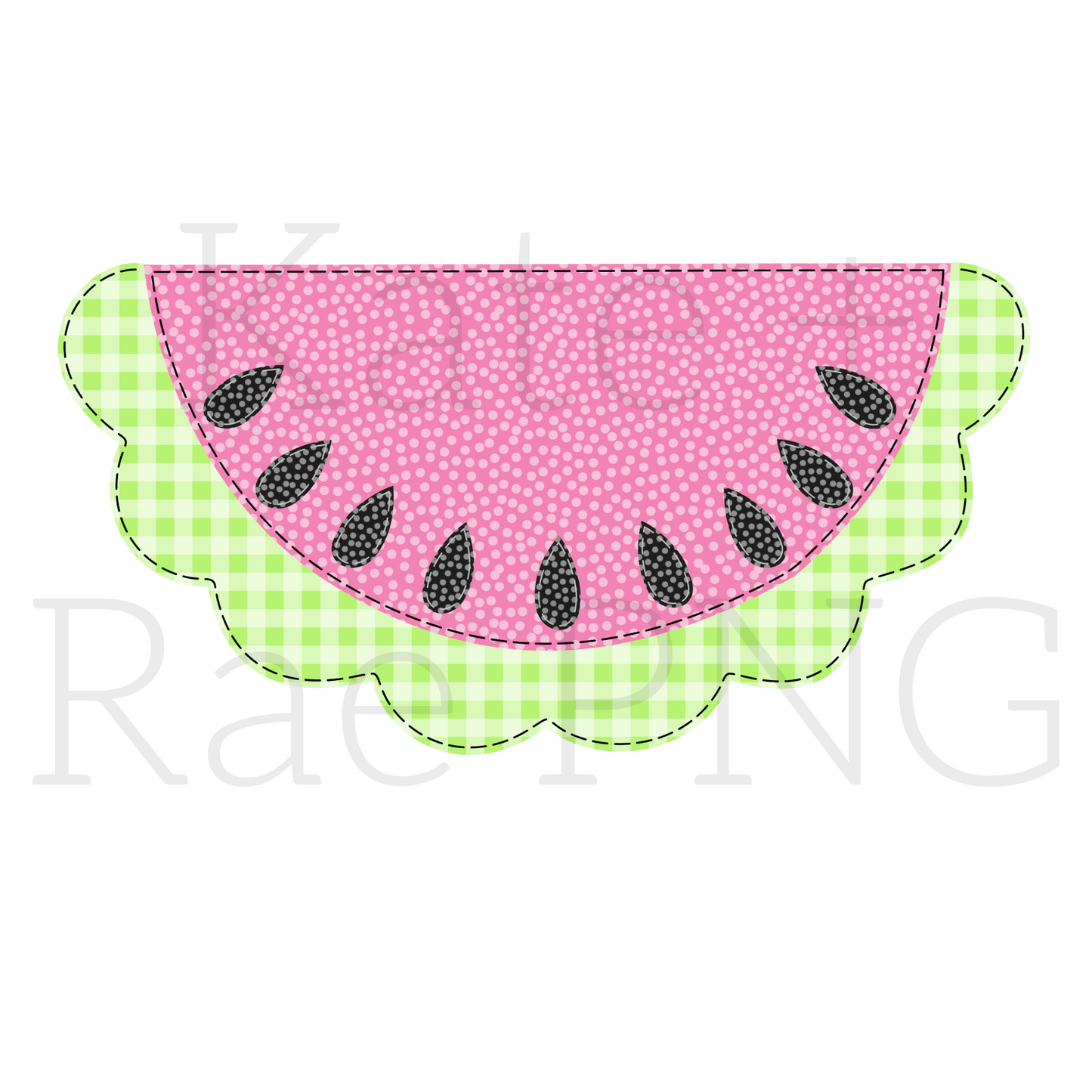 Girls Scalloped Watermelon Faux Applique PNG