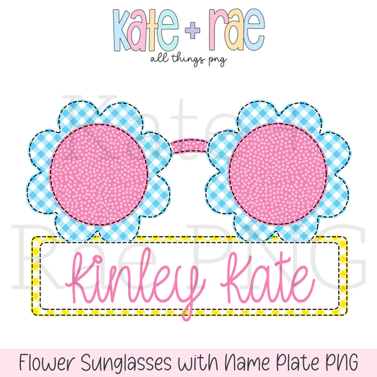 Summer Flower Sunglasses Faux Applique PNG