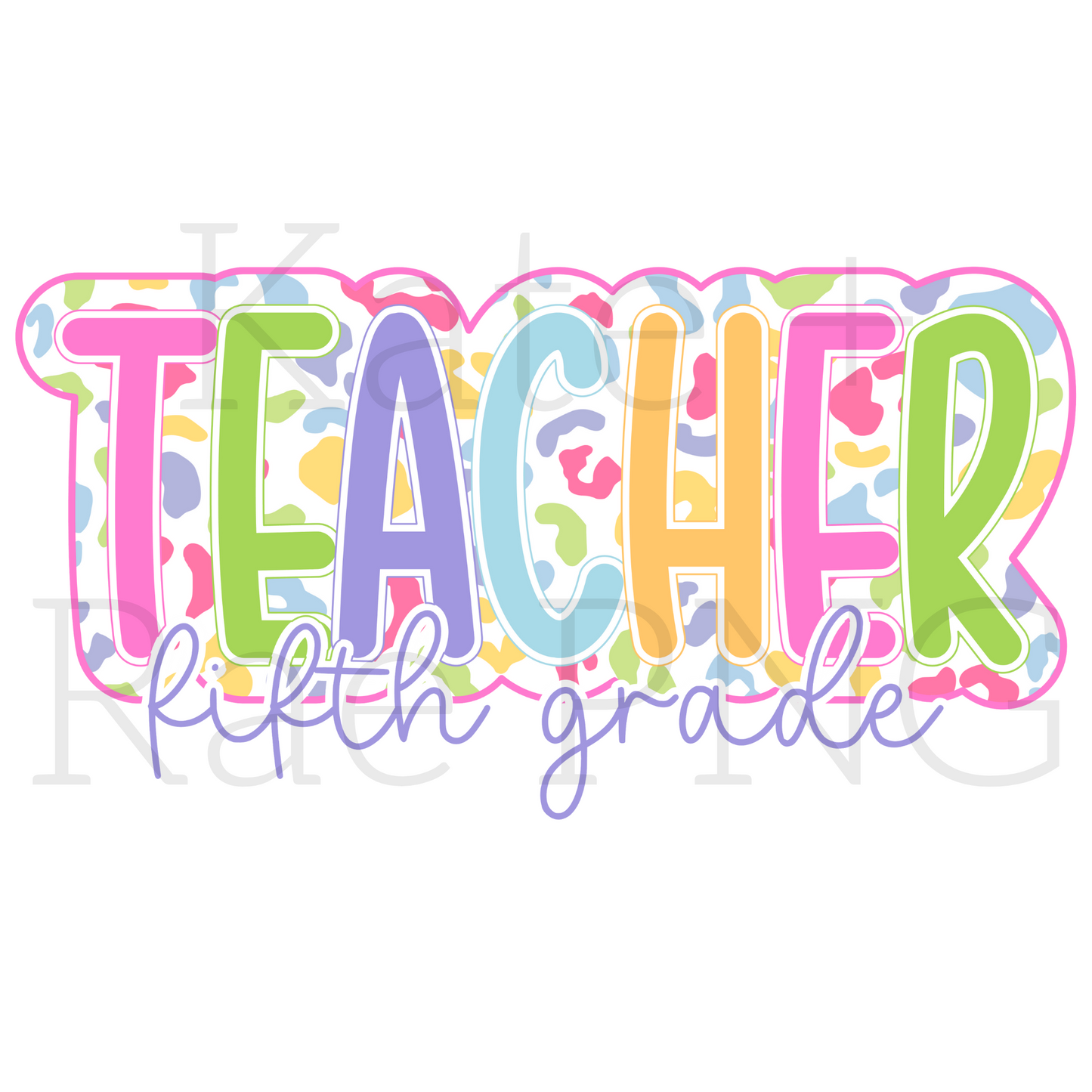 Bright Leopard Teacher Bundle Double Faux Applique PNG