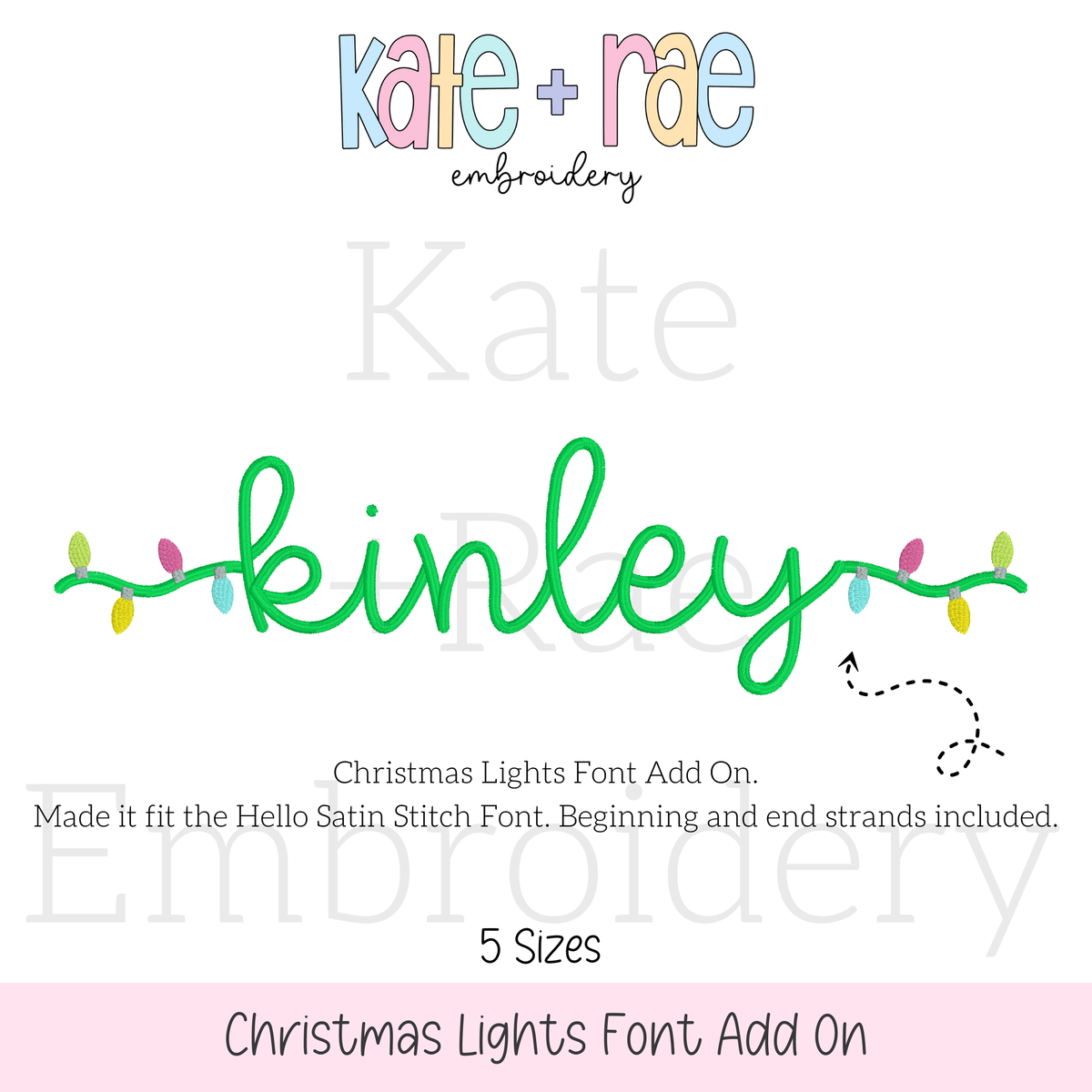 Christmas Lights Font Add On Embroidery Design