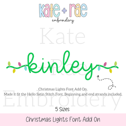 Christmas Lights Font Add On Embroidery Design