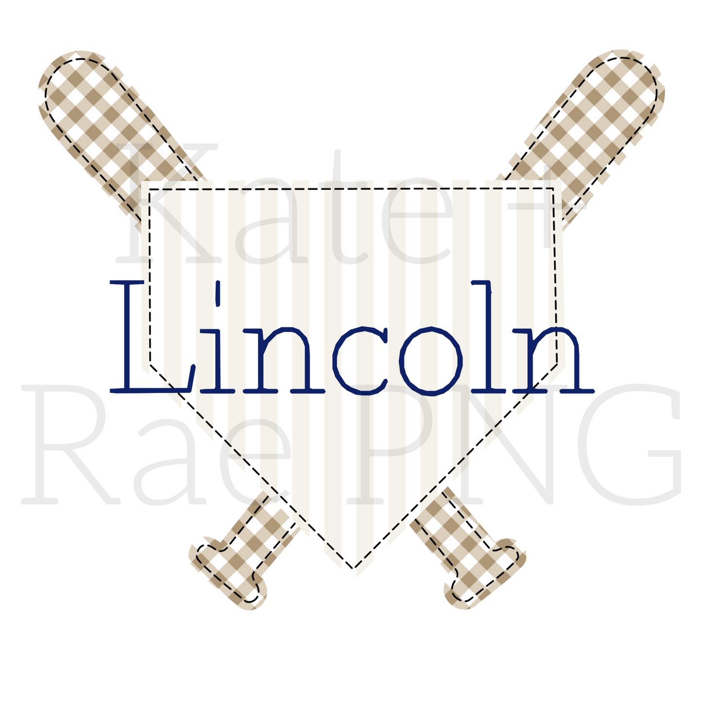 Boy's Baseball Frame Faux Applique PNG