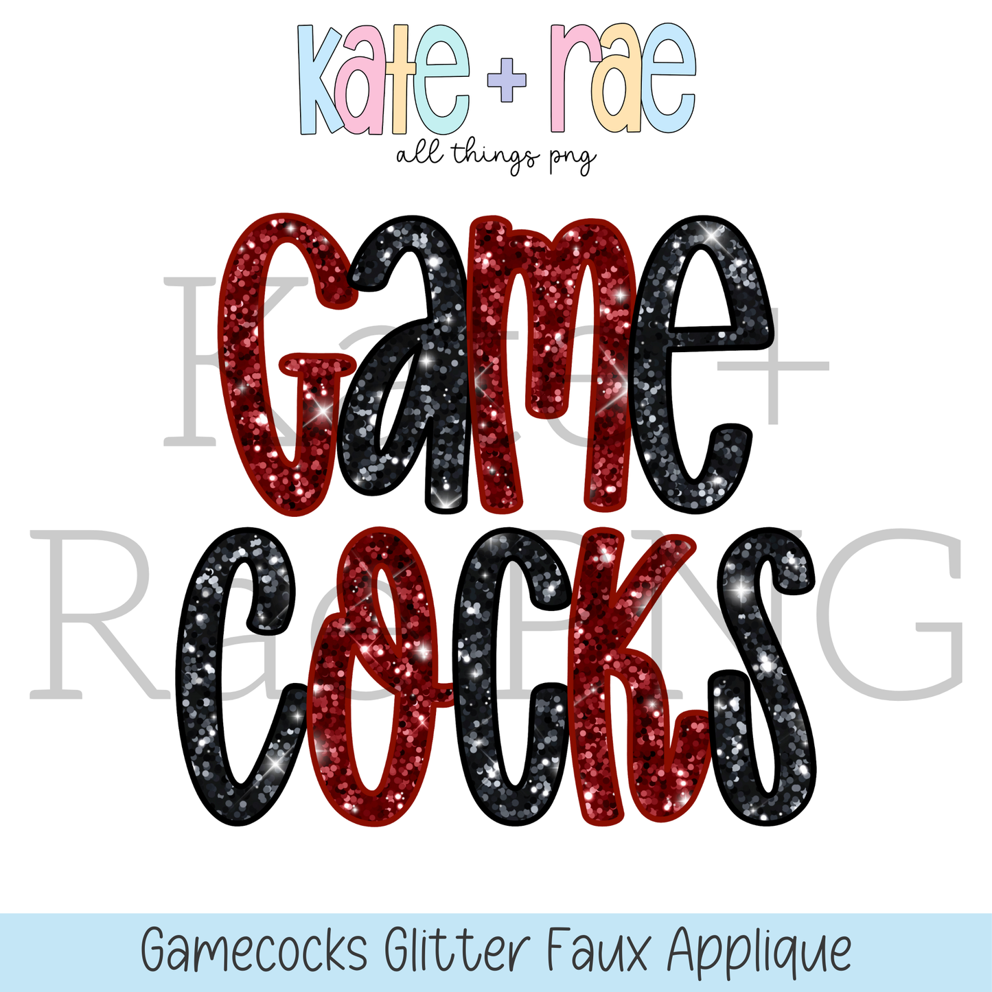 Gamecocks Glitter Faux Applique