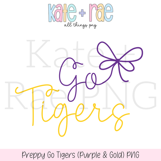 Preppy Go Tigers (Purple & Gold) PNG