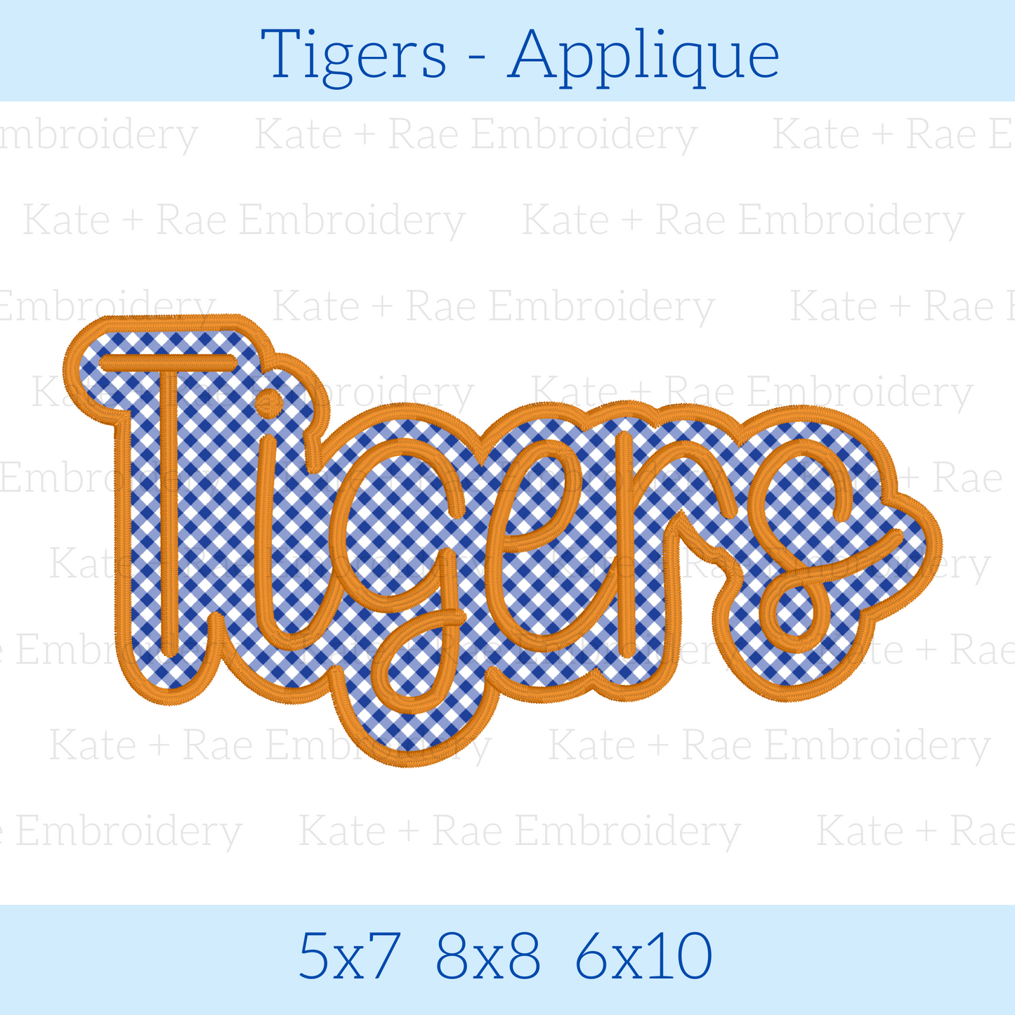 Tigers Applique Embroidery Design