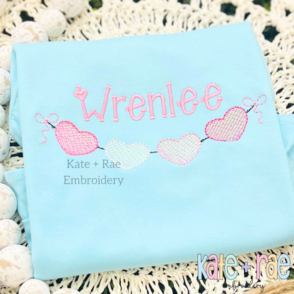 Heart Banner Sketch Stitch Embroidery Design