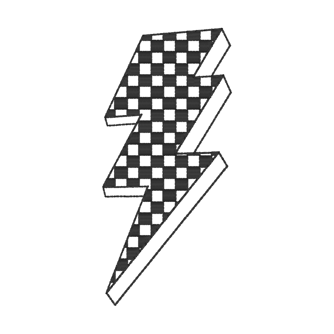 Checkered Lighting Bolt - Custom Order: Black and gray checkered lightning bolt