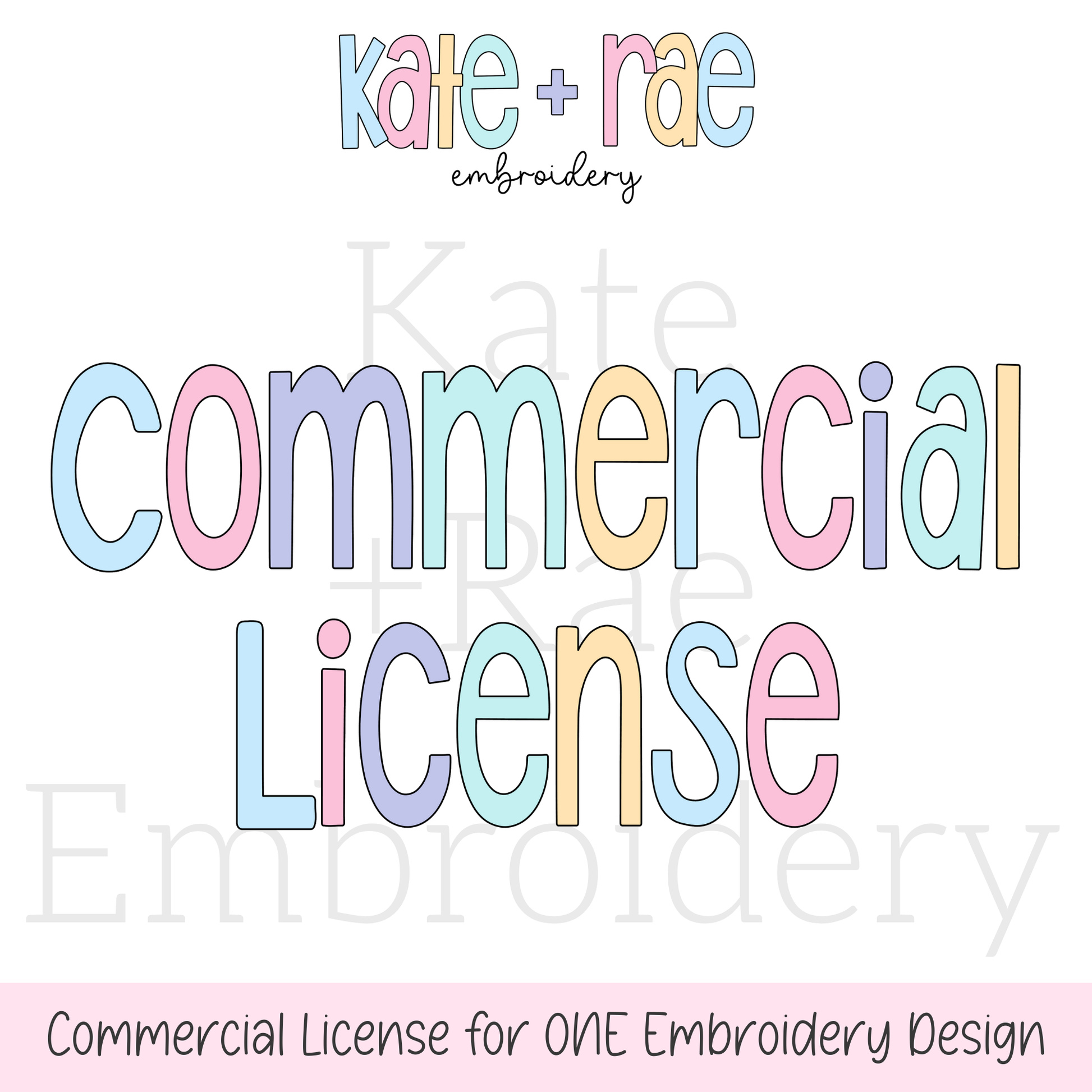 Commercial License for ONE Embroidery Design – Kate + Rae Designs