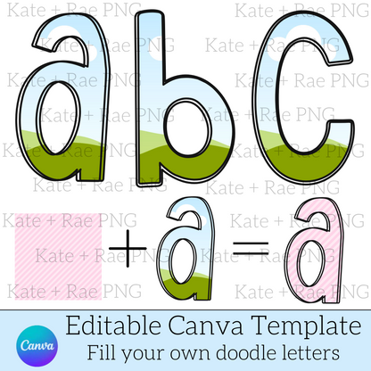 Doodle Letter Alpha Pack Canva Frame Template
