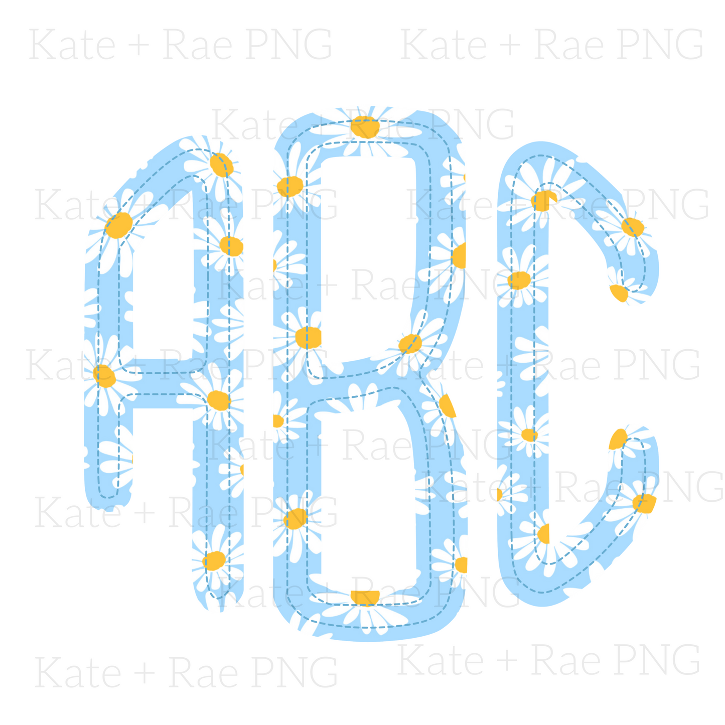 Daisy Faux Applique Circle Monogram