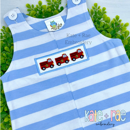 Firetruck Mini Fill Stitch with Patch Satin Applique Embroidery Design