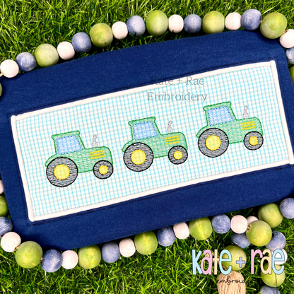Tractor Trio Sketch Stitch Embroidery Design
