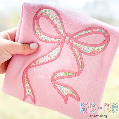 Sadie Bow Satin Stitch Applique Embroidery Design