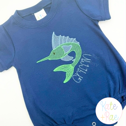 Marlin Fish Sketch Stitch Embroidery Design