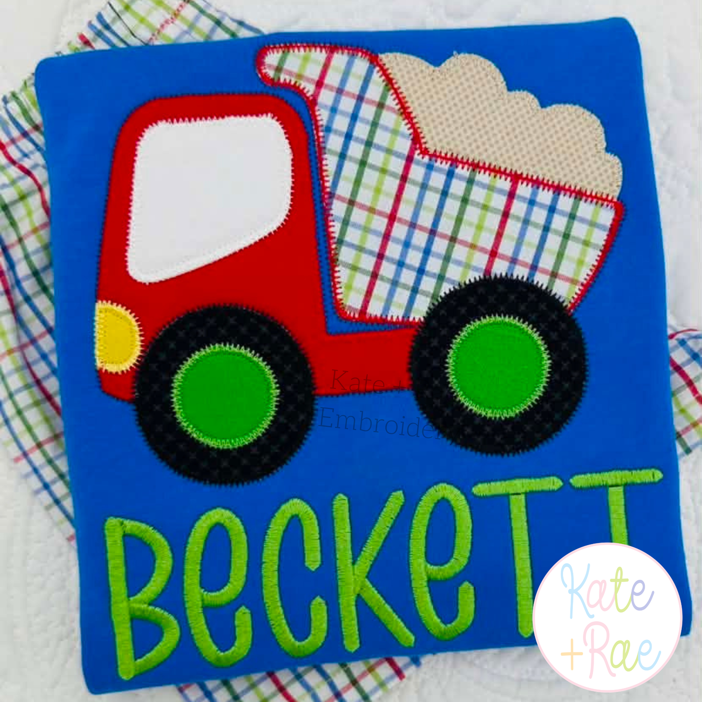 Dump Truck Zigzag Stitch Applique Embroidery Design