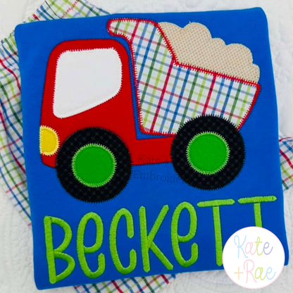 Dump Truck Zigzag Stitch Applique Embroidery Design