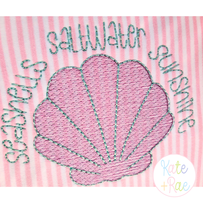 Seashell Sketch Stitch Embroidery Design