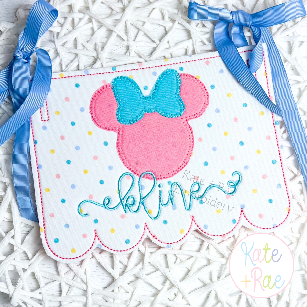 Scallop Bottom Bean Stitch Applique Banner In The Hoop Embroidery Design