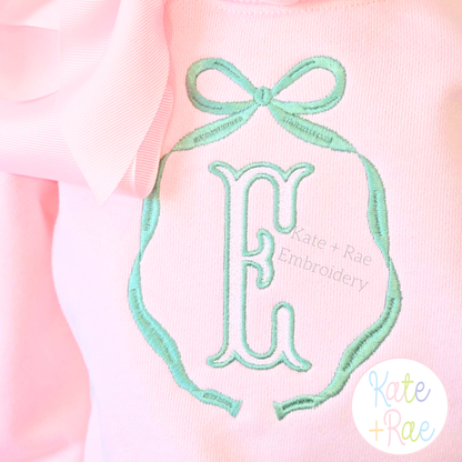 Emma Satin Stitch Long Tail Monogram Bow Embroidery Design