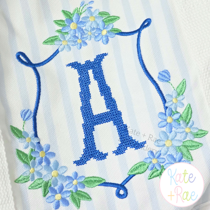 Daisy Floral Crest Satin Stitch Embroidery Design