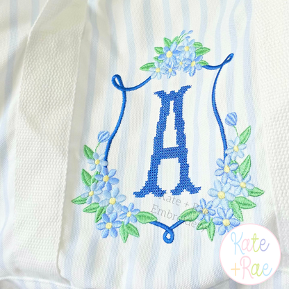Daisy Floral Crest Satin Stitch Embroidery Design